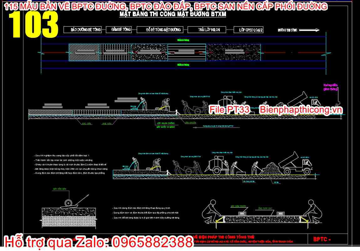Mặt bằng thi công đường BTXM.