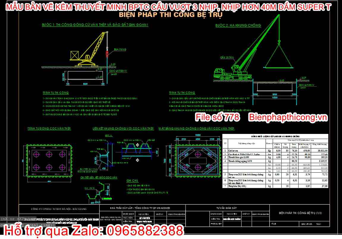 Bản vẽ biện pháp thi công bê trụ cầu vượt.