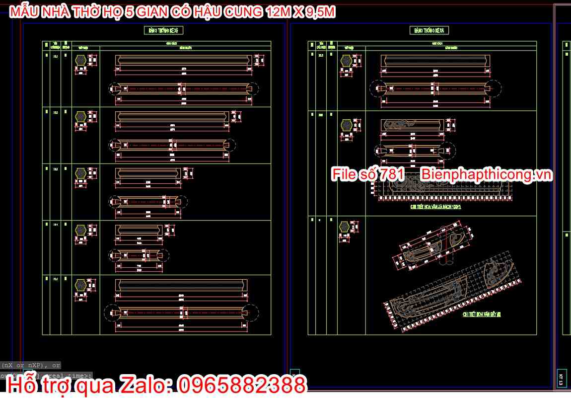 Bản vẽ chi tiết xà nhà thờ họ đẹp.