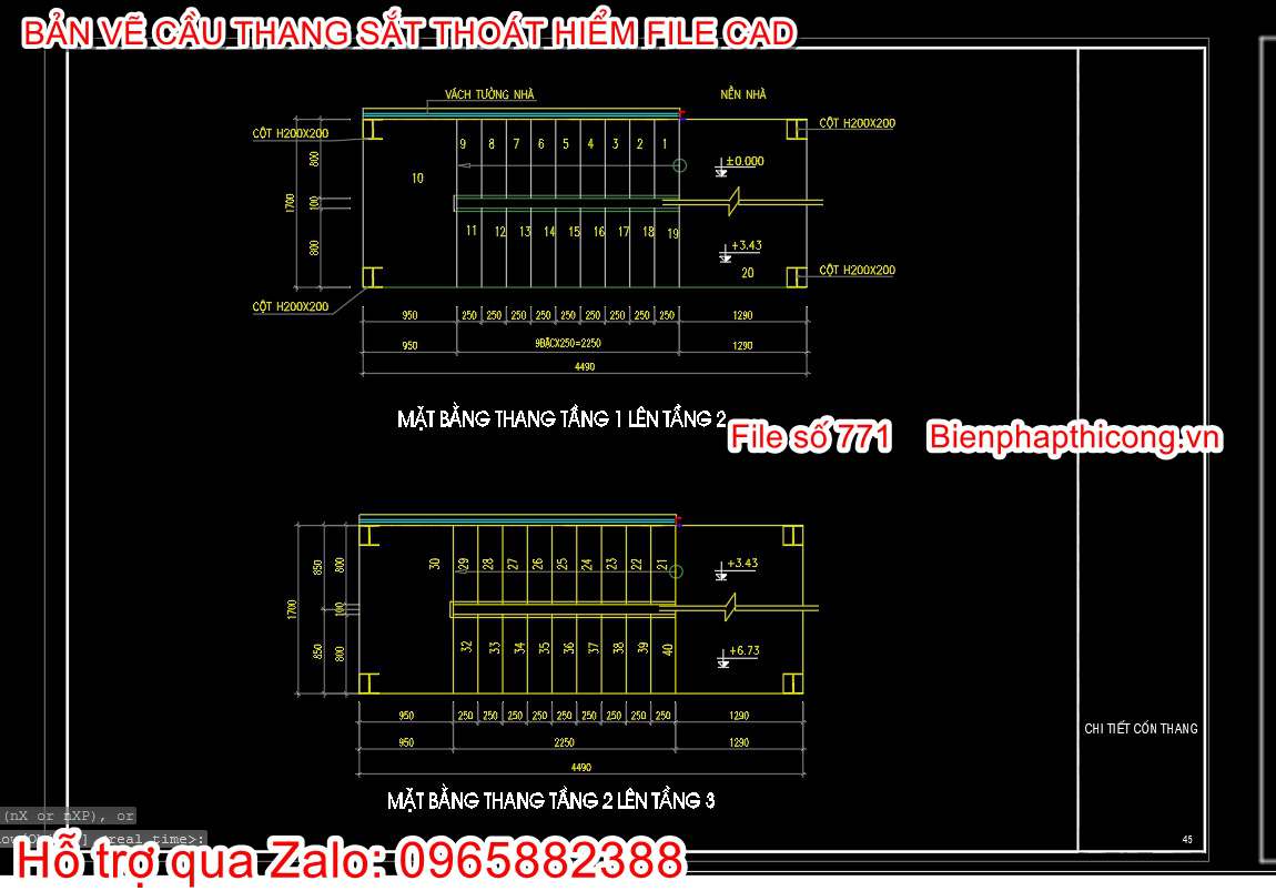 File autocad cầu thang sắt đẹp.