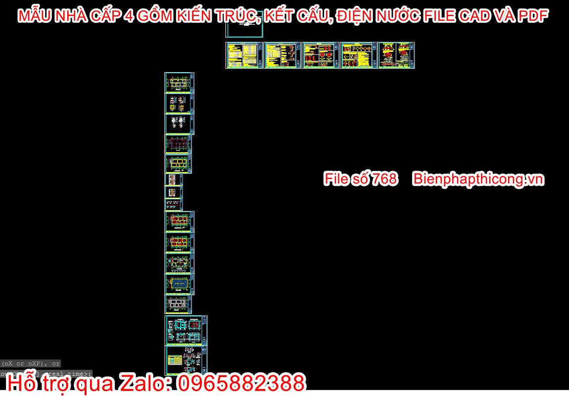 File thiết kế cad nhà cấp 4 8,2m x 16,5m.