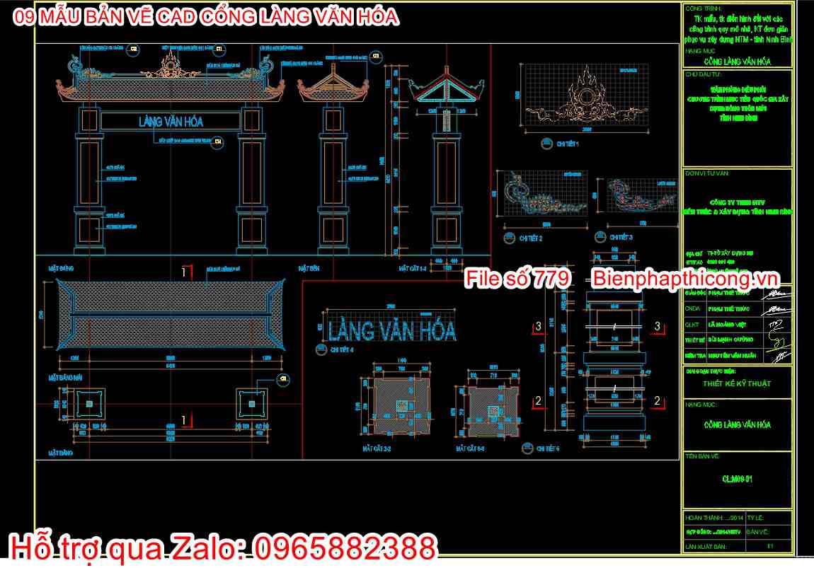 File cad thiết kế cổng làng đẹp.