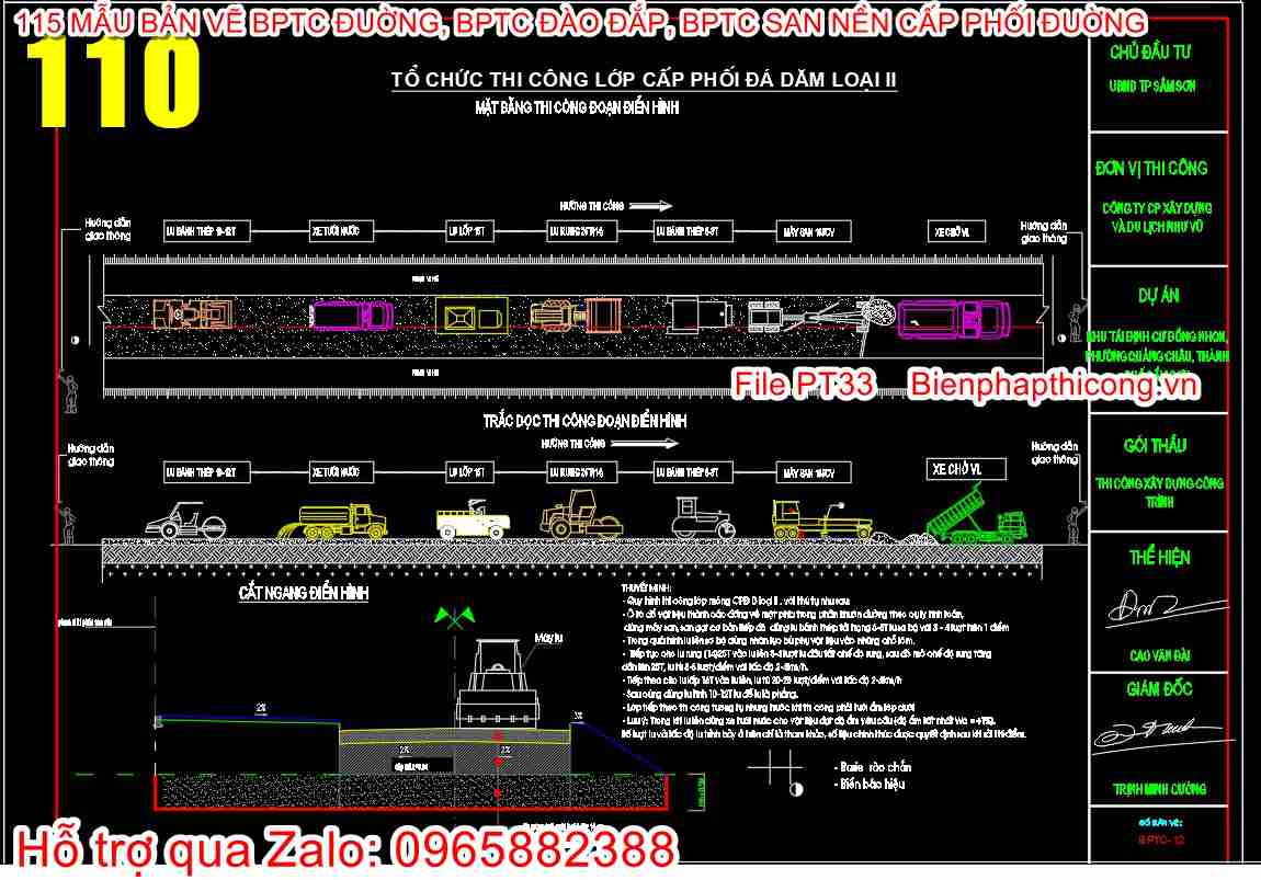 Bản vẽ biện pháp lớp cấp phối đá dăm loại II.