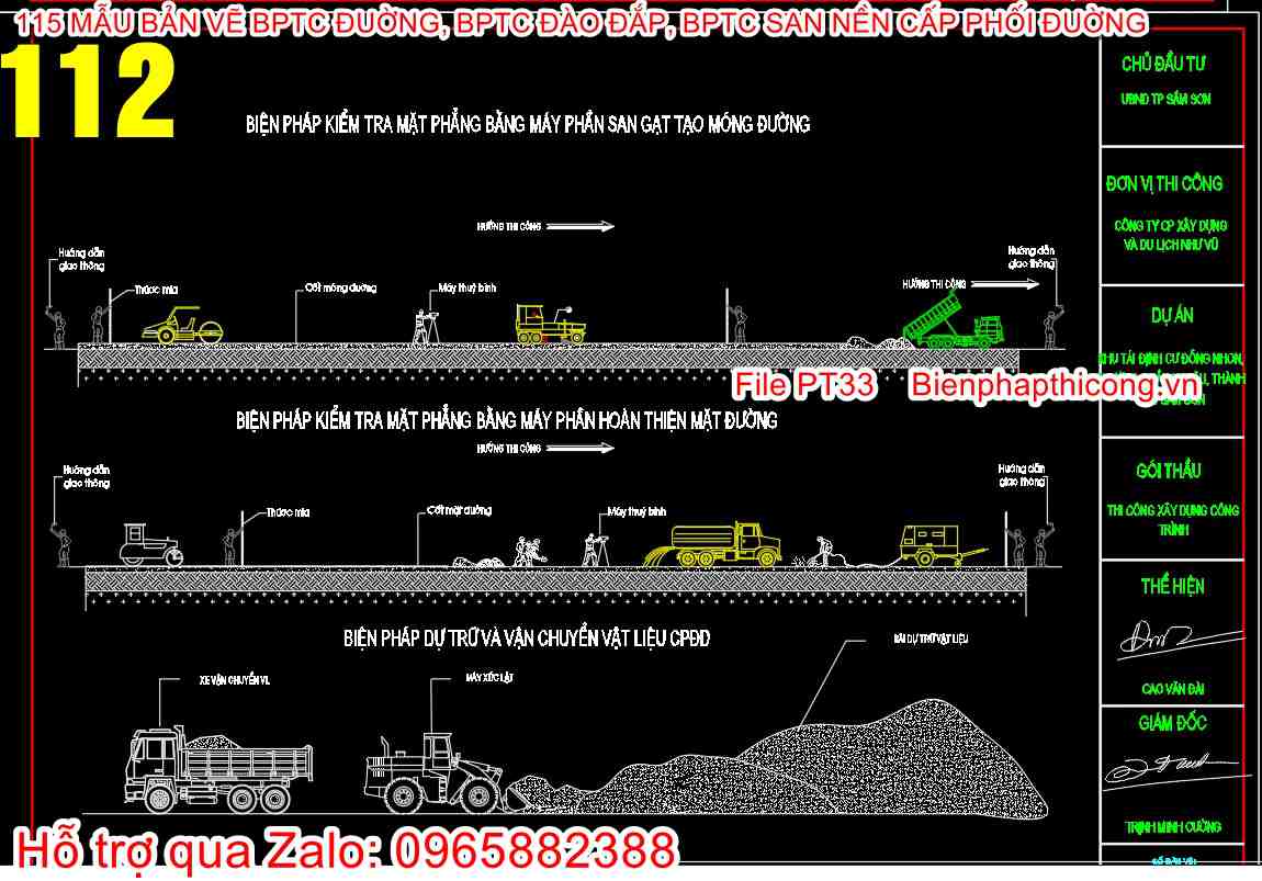 Biện pháp thi công máy phần san gạt tạo móng đường.