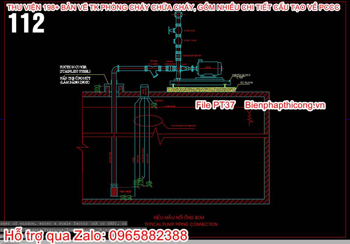 Kiểu mẫu nối ống bơm cad.