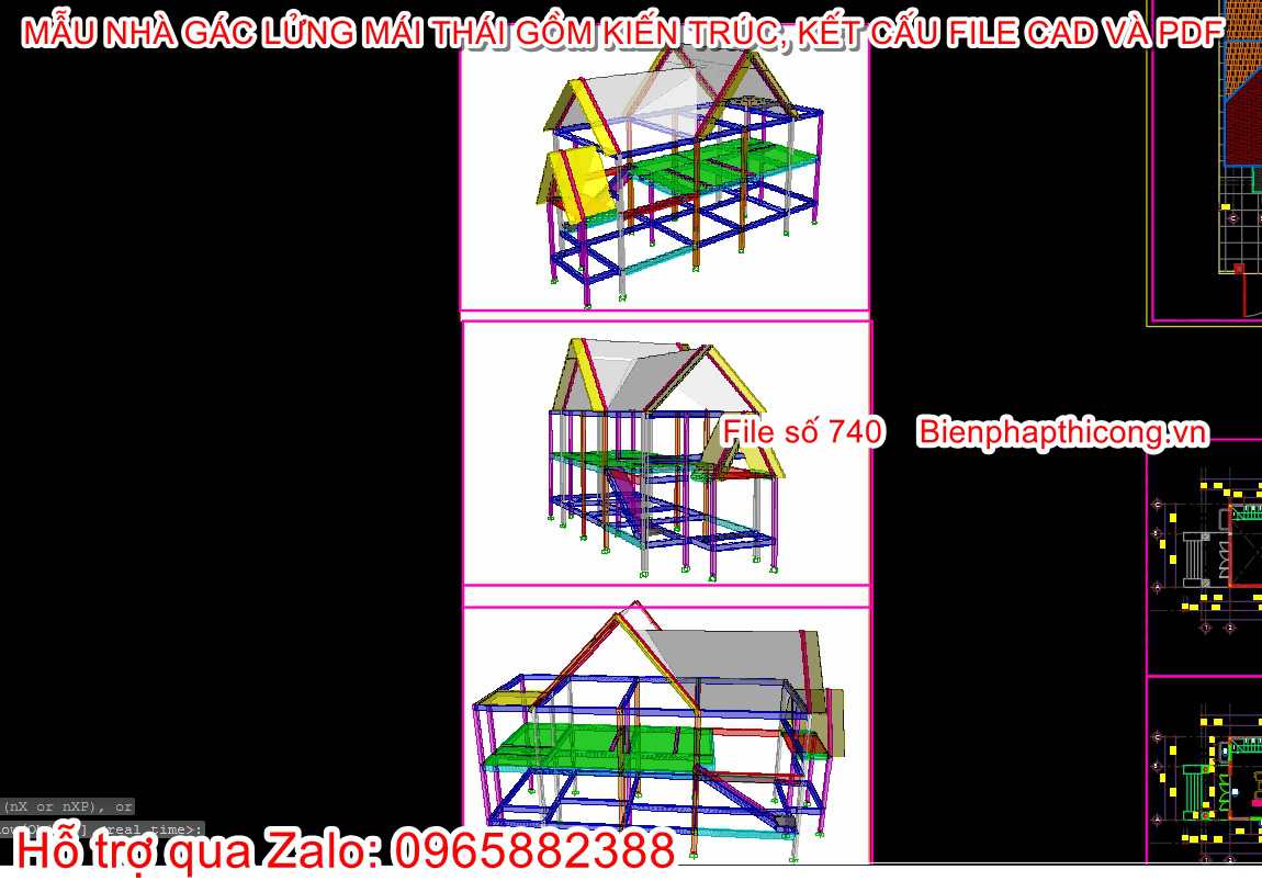 File thiết kế nhà gác lửng cad cấp 4 7m x 17,3m.