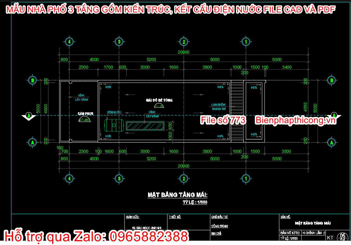 Hstk nhà phố 3 tầng cad 5m x 15m.