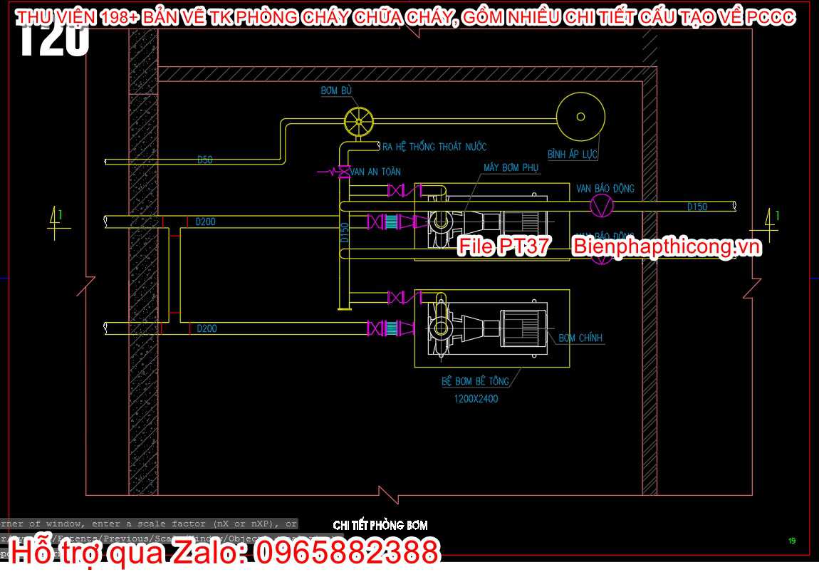 Bản vẽ chi tiết phòng bơm pccc.