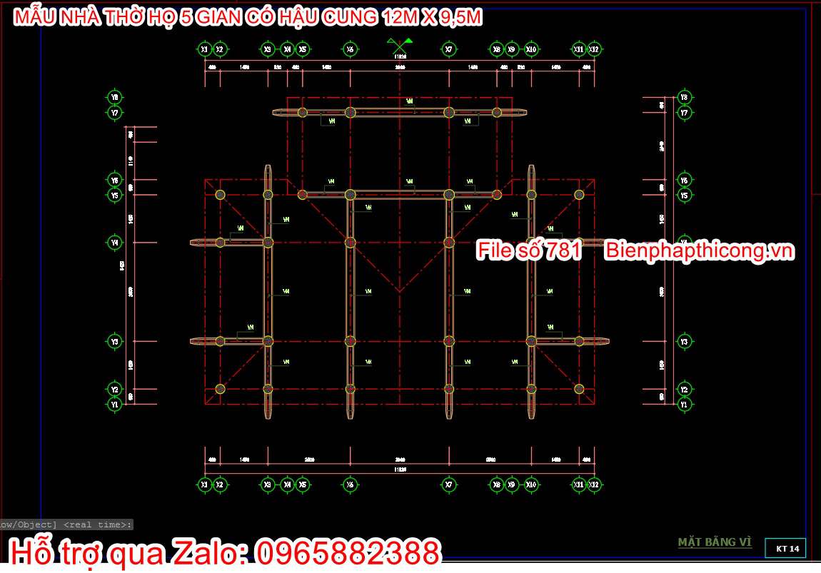 Bản vẽ cad mặt bằng vỉ kèo nhà thờ họ đẹp.