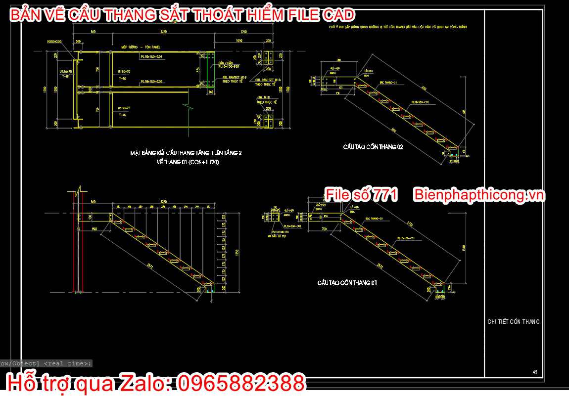 Bản vẽ cầu thang sắt file cad.