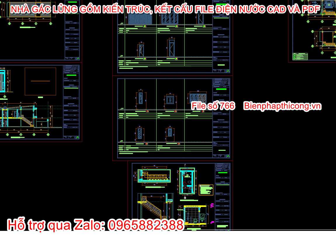 Download bản vẽ cad nhà gác lửng bản vẽ cửa cad.