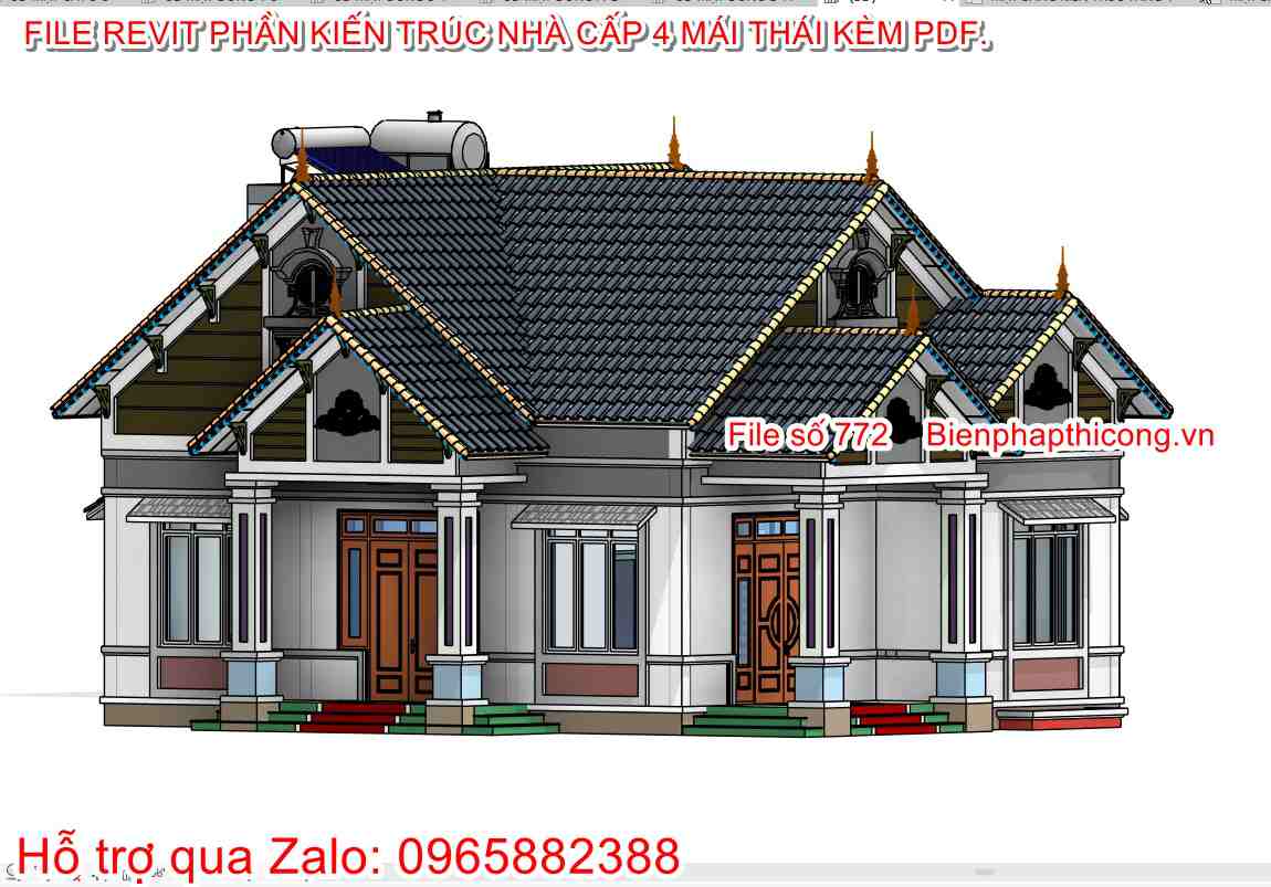 File revit nhà cấp 4 3 ngủ 120m2 đẹp.