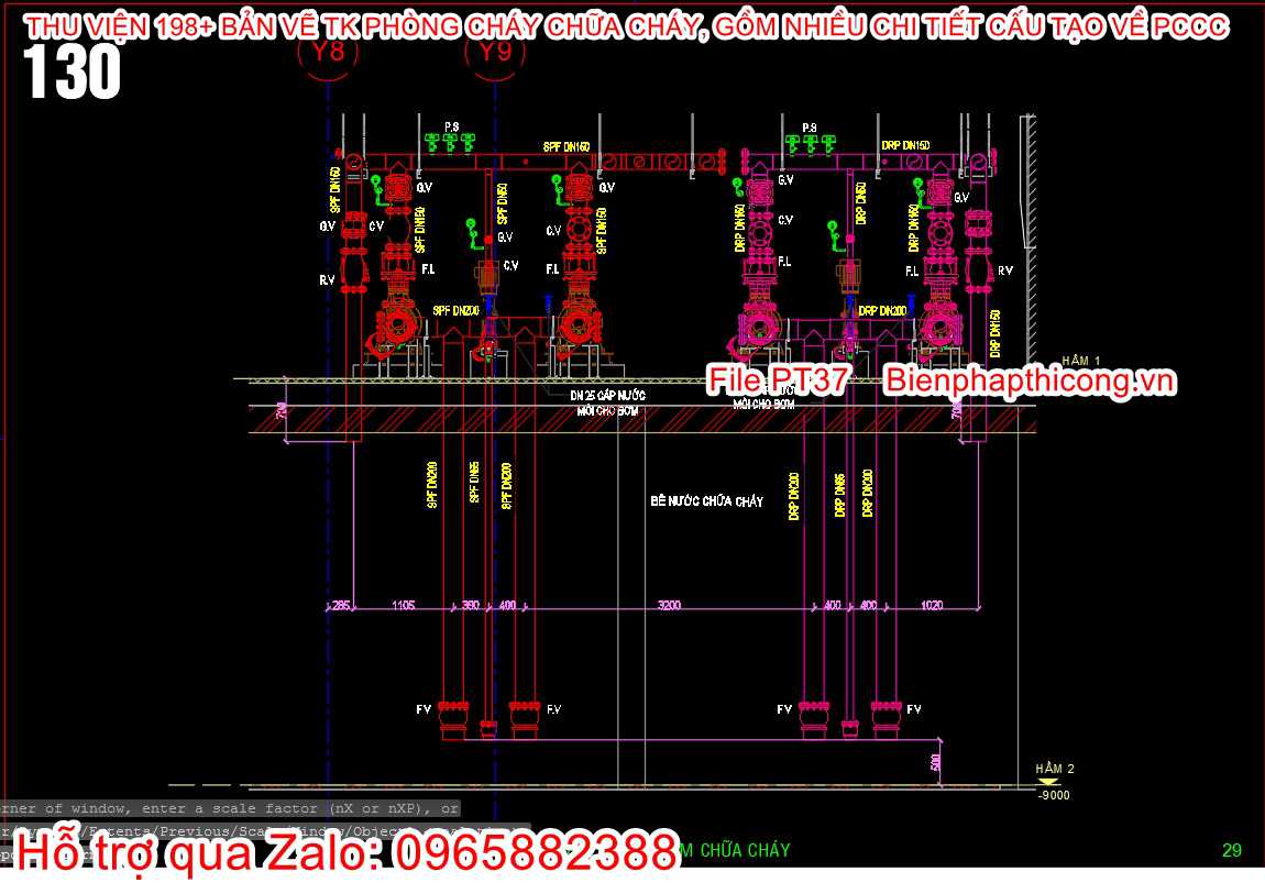 Bản vẽ cad phòng bơm chữa cháy.