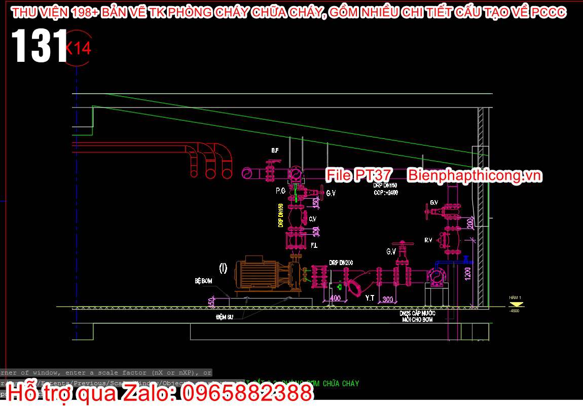 Mẫu cad phòng bơm chữa cháy.
