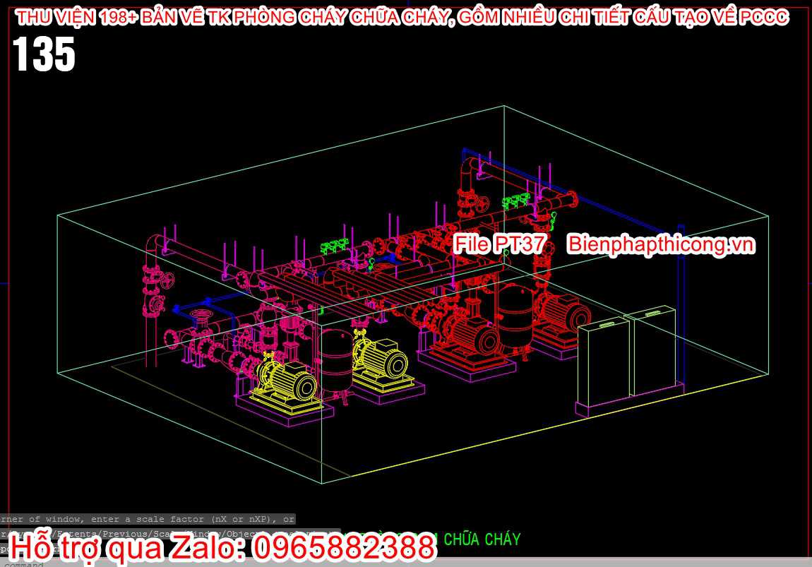 Bản vẽ cad phòng bơm chữa cháy.
