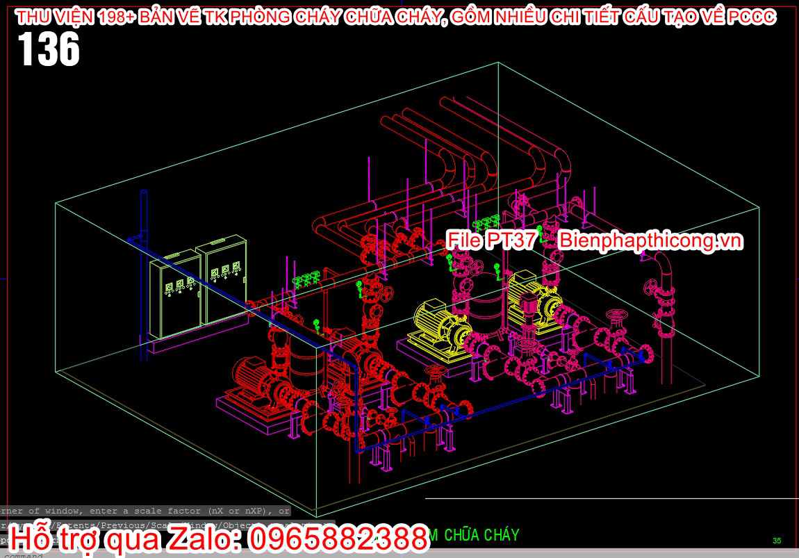 Bản vẽ phòng bơm chữa cháy cad.