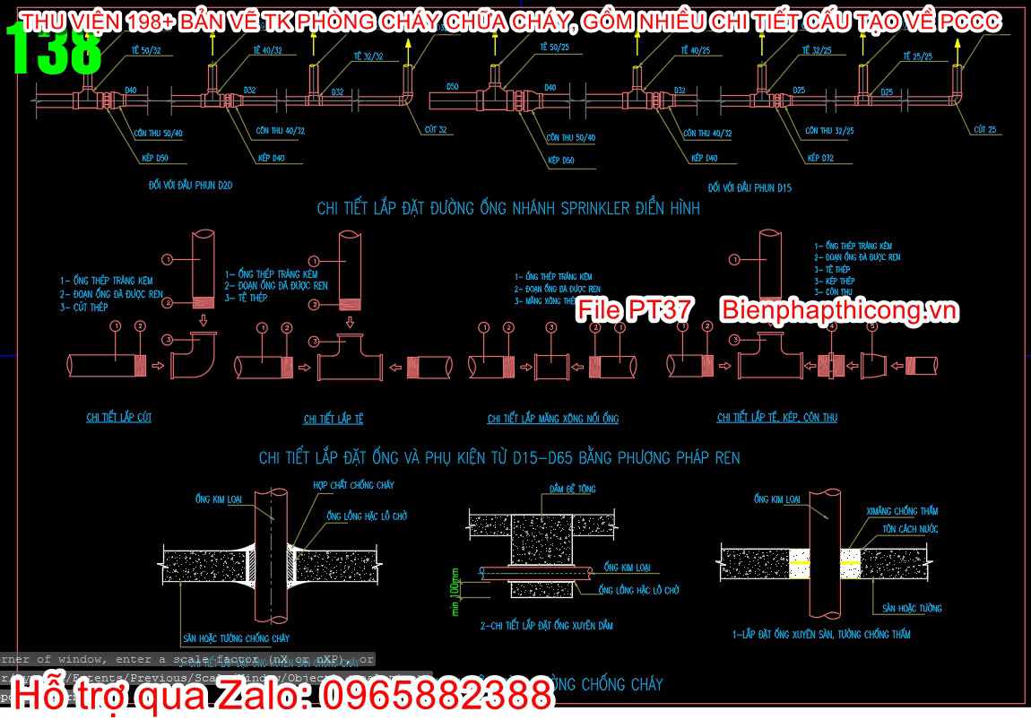 Lắp đặt ống xuyên sàn pccc.