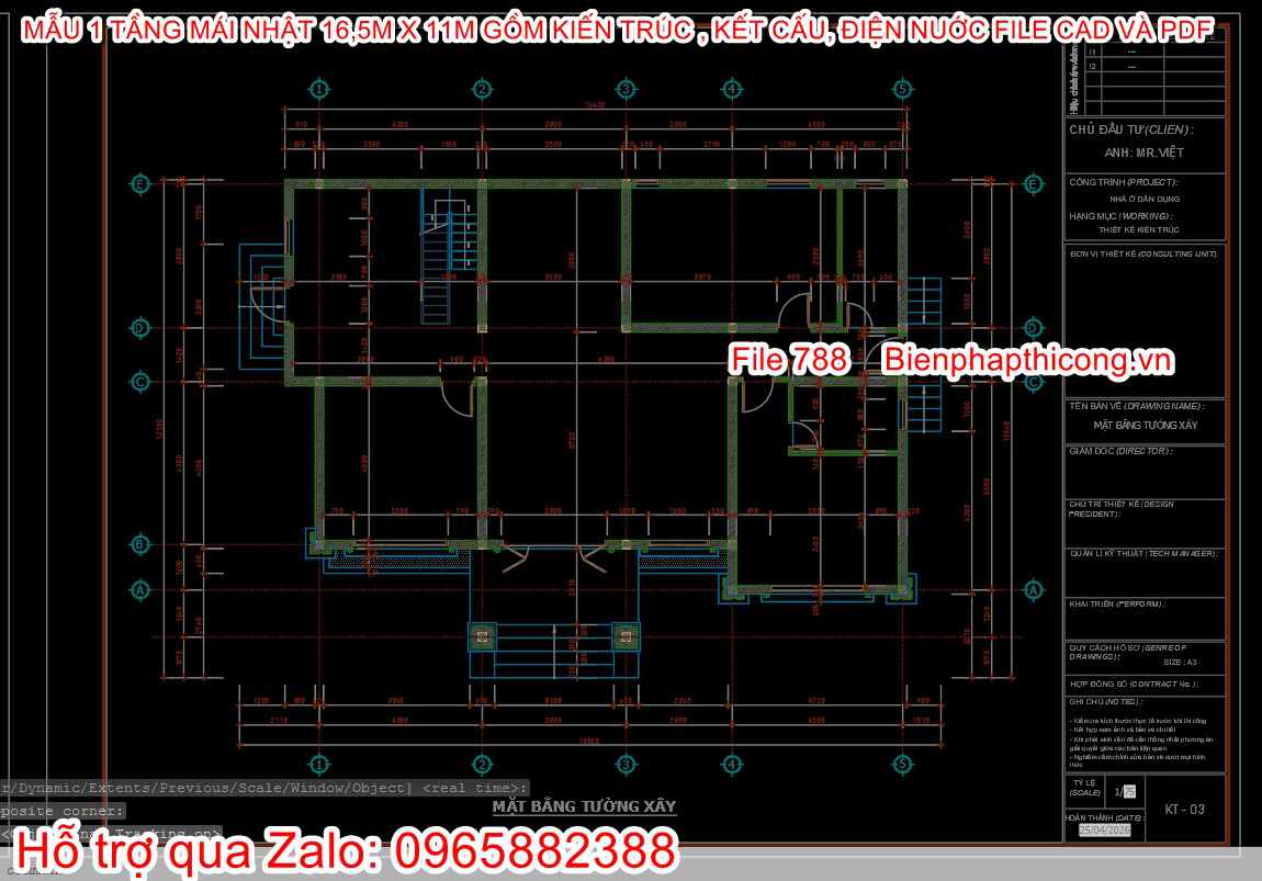 Donwload file cad mặt bằng nhà cấp 4 mái nhật đẹp.
