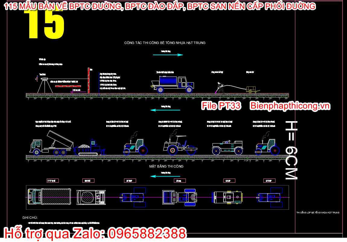 Bản vẽ biện pháp thi công bê tông nhựa hạt trung.