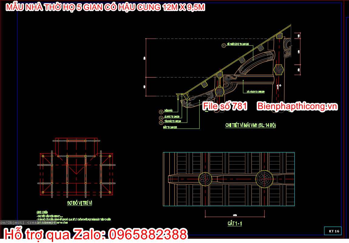 Bản vẽ thiết kế chi tiết vì mái.