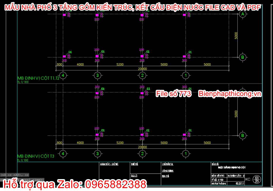 File cad mặt bằng cột tầng 3.
