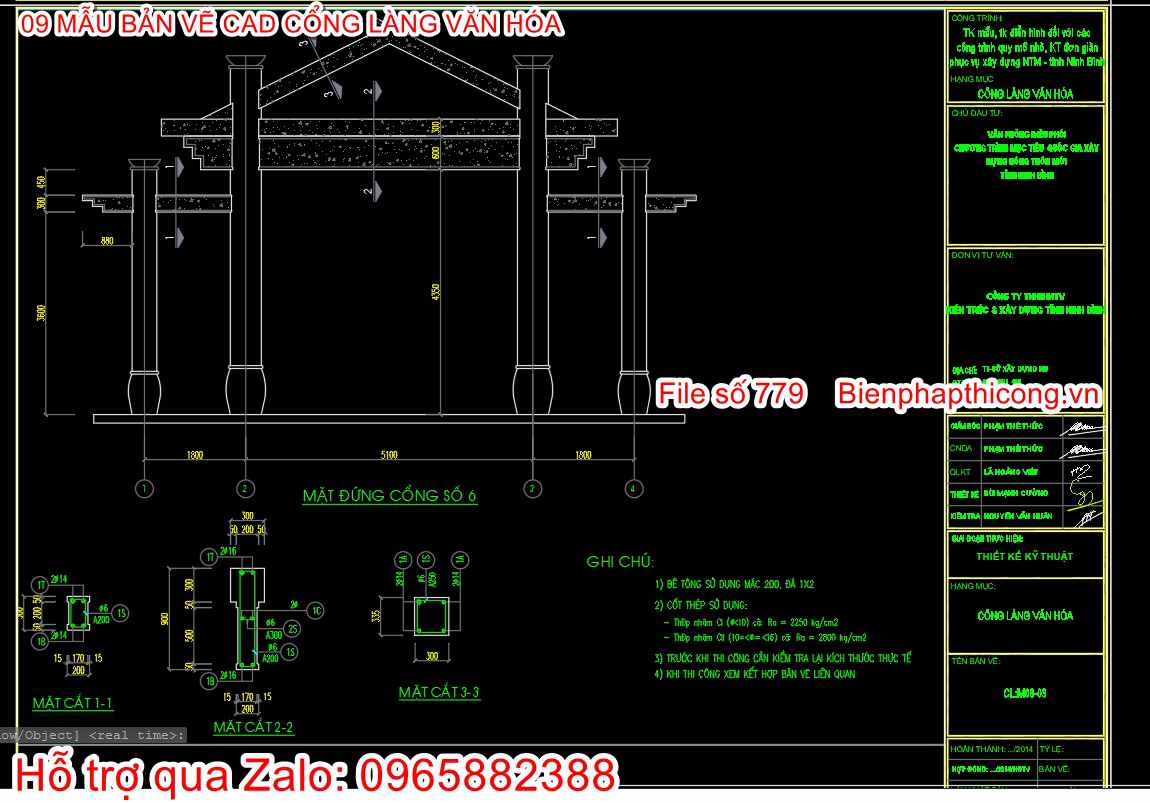FIle cad cổng làng cad đẹp.