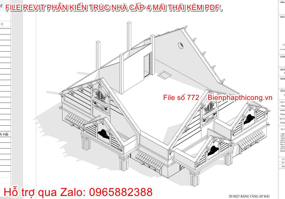 File thiết kế revit nhà cấp 4 3 ngủ đẹp.