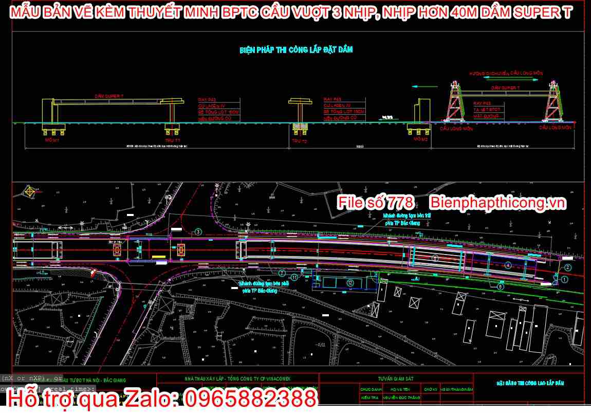Bản vẽ biện pháp thi công lắp đặt dầm.