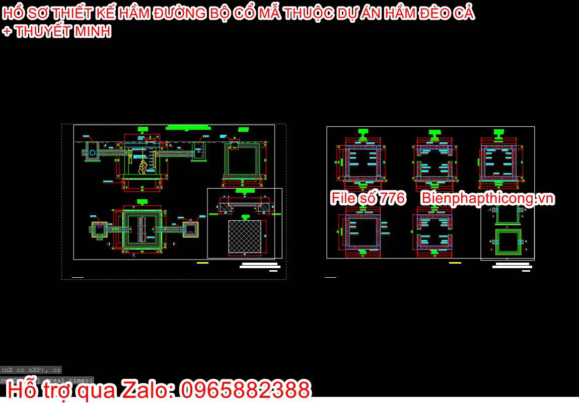 Mẫu bản vẽ cad hầm đường bộ.