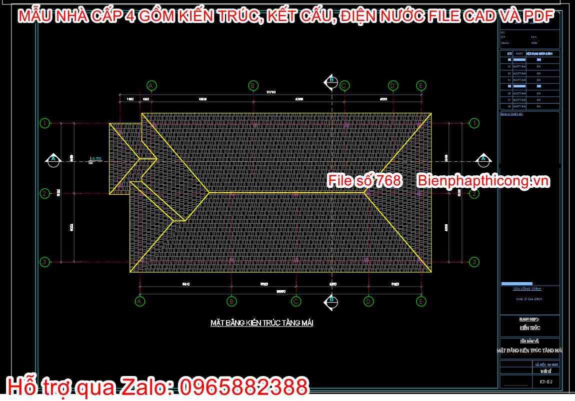 Tải bản vẽ nhà cấp 4 full cad đẹp.