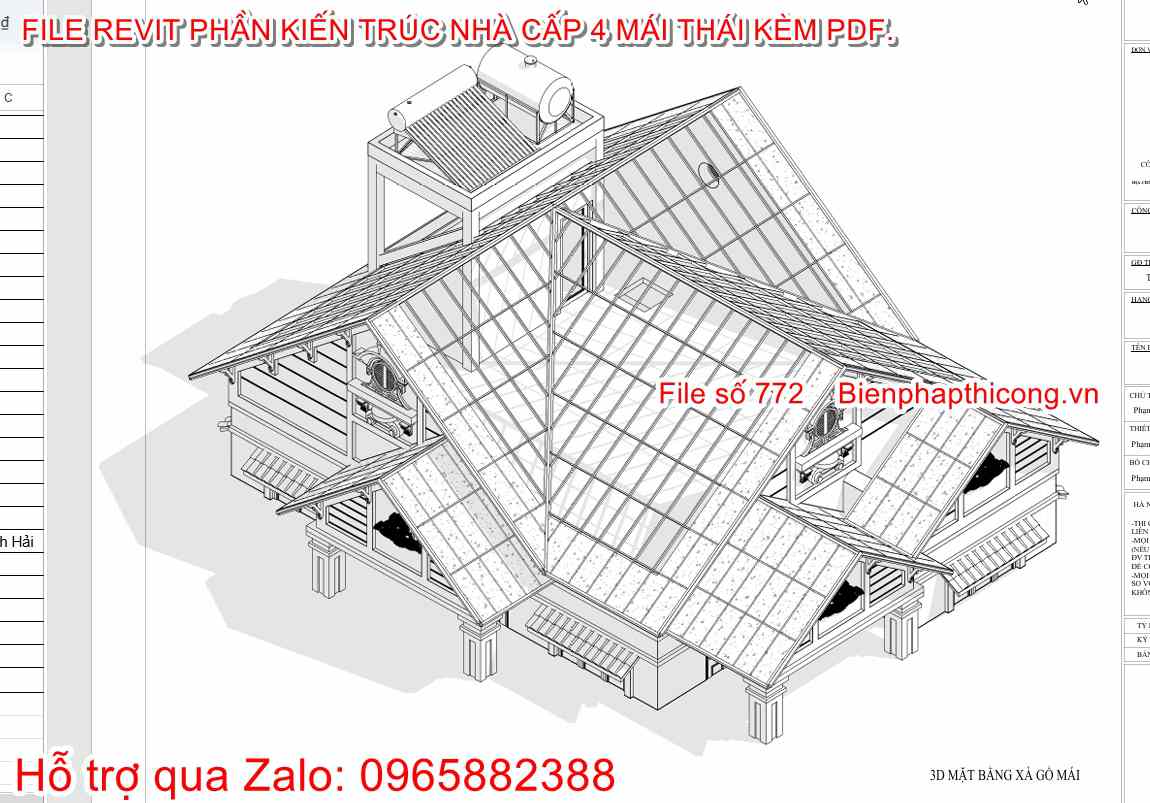 FIle thiết kế xà gồ mái nhà cấp 4 bằng revit.