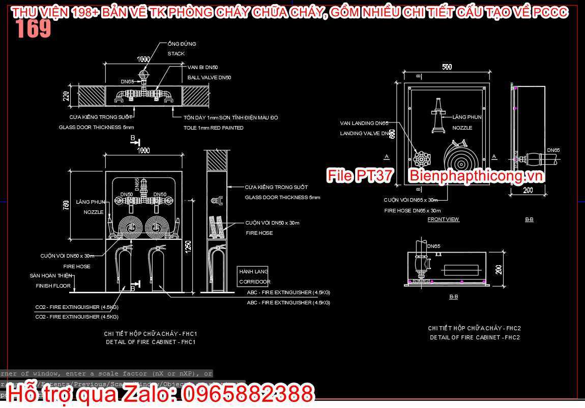 Bản vẽ chi tiết hộp chữa cháy.
