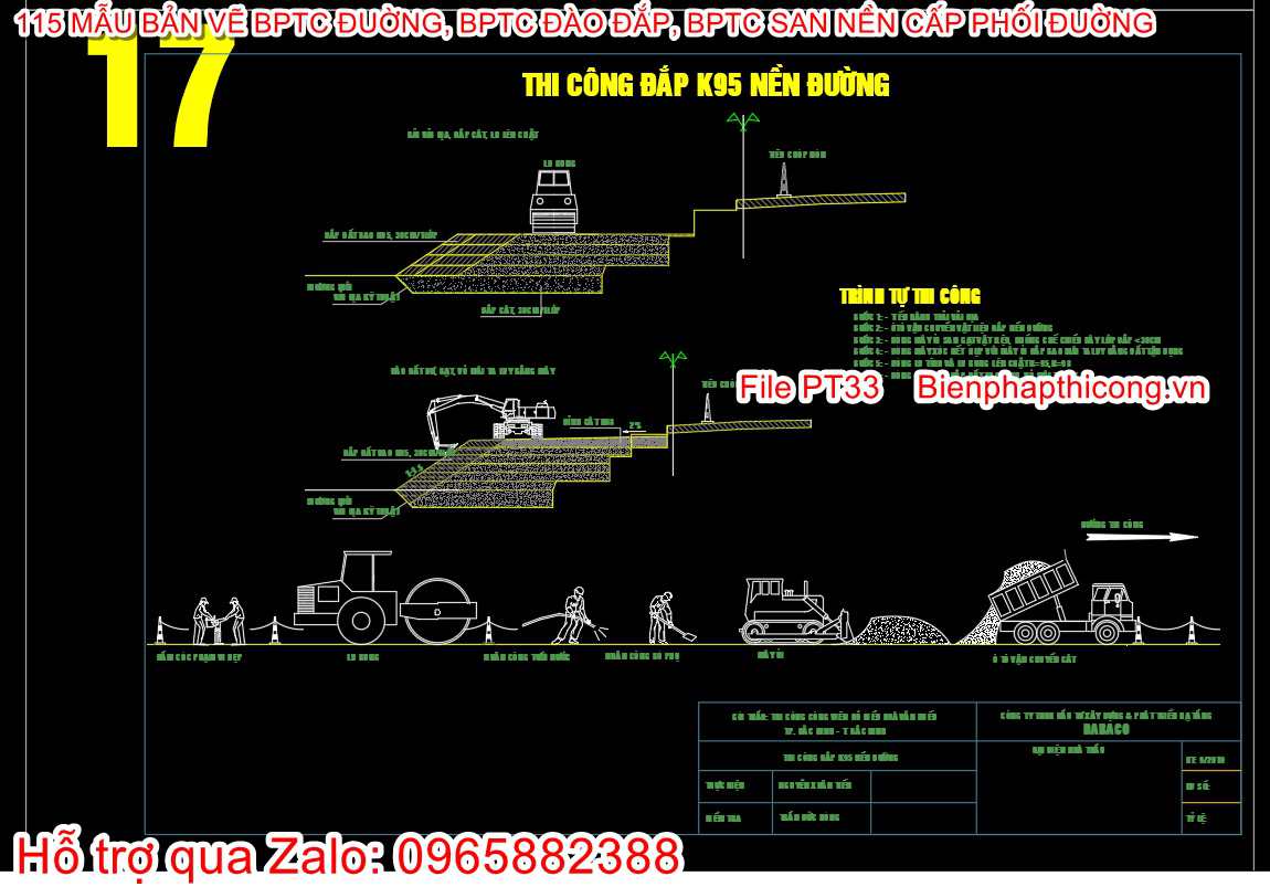 Bản vẽ biện pháp thi công đắp K95 nền đường.