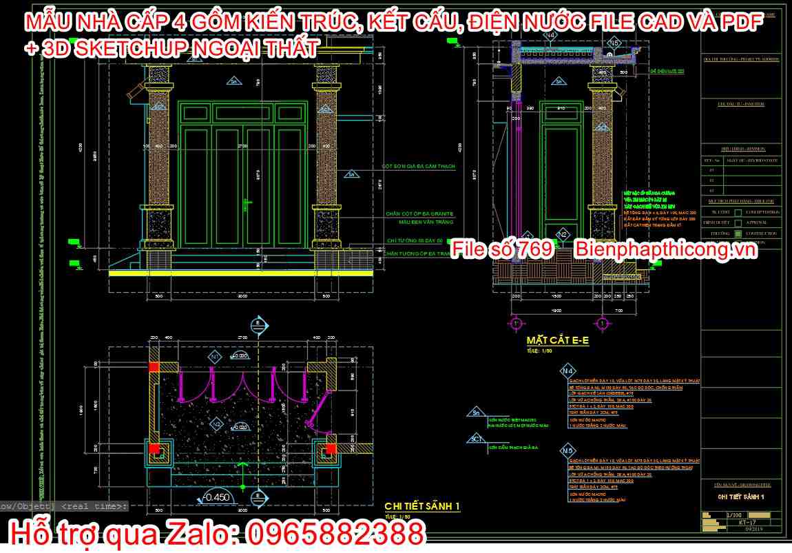 Bản vẽ thiết kế chi tiết trang trí nhà cấp 4 đẹp.