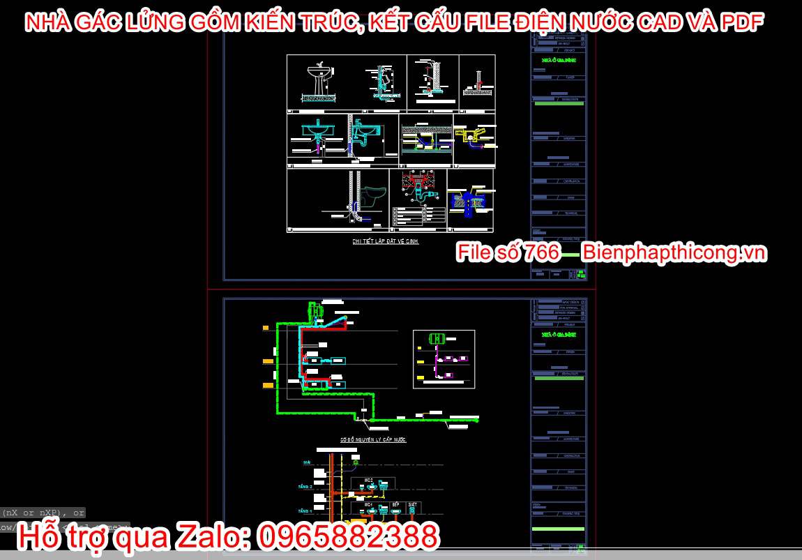 Download bản vẽ cad điện nước nhà gác lửng.