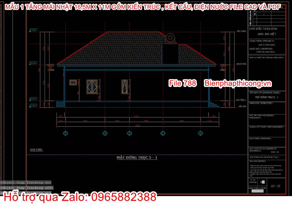 File cad thiết kế mặt đứng nhà cấp 4 mái nhật đẹp.