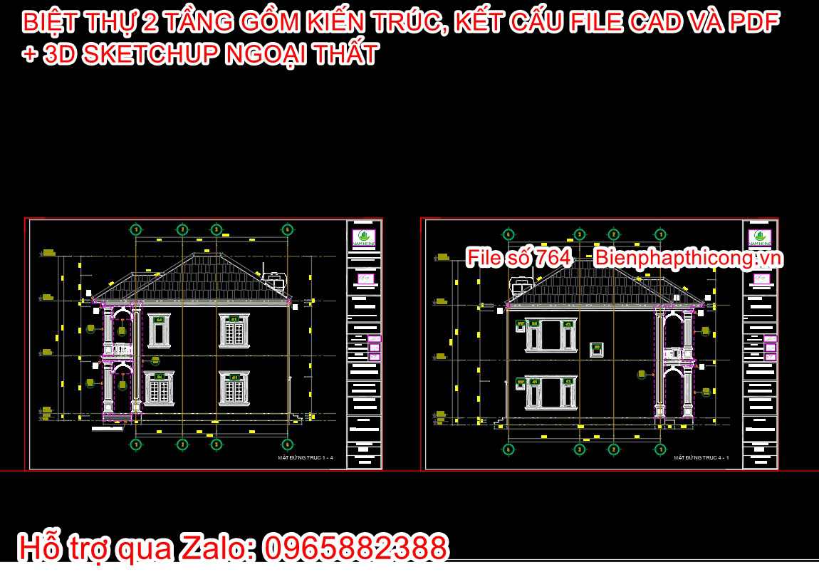 File thiết kế nhà mái nhật tân cổ cad 8,5m x 11m.