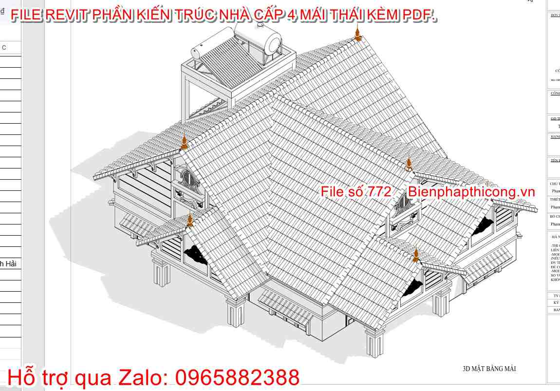 Mặt bằng mái nhà cấp 4 revit đẹp.
