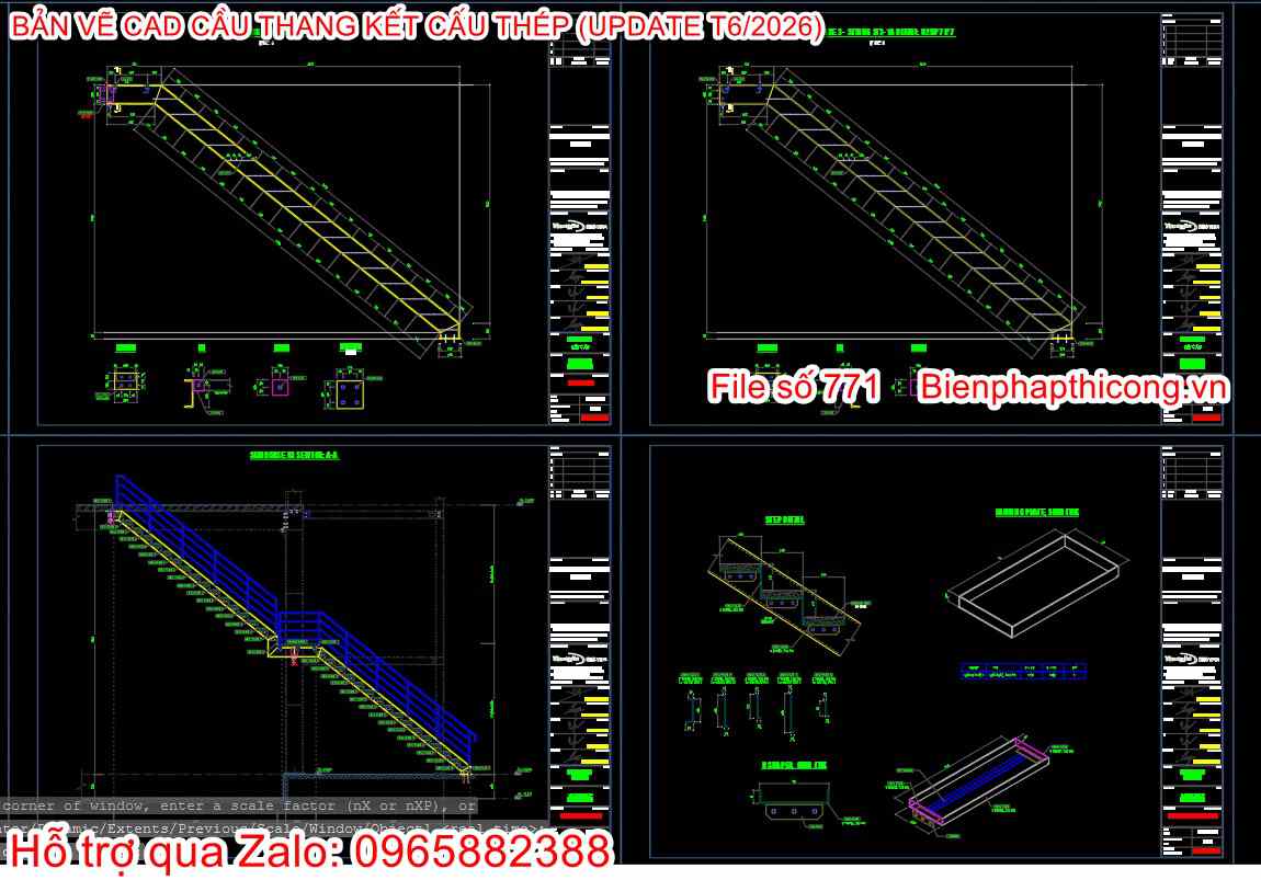 Các bản vẽ cad thiết kế cầu thang sắt.