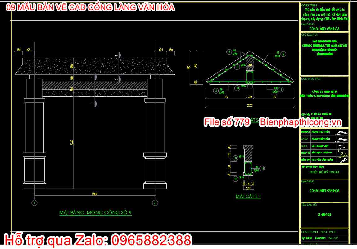Thiết kế cổng làng cad đẹp.