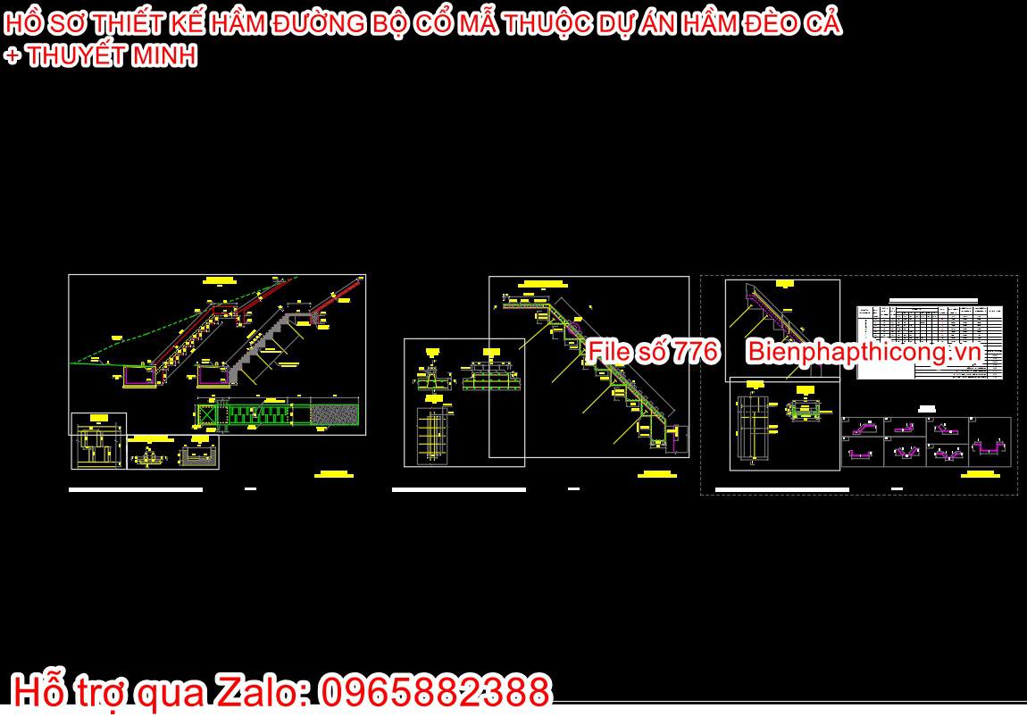 Mẫu bản vẽ cad hầm đường bộ.