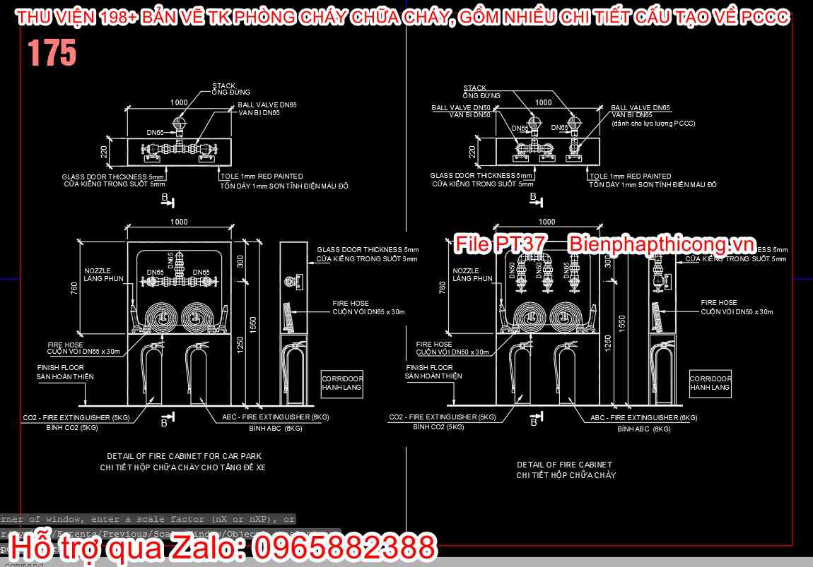 Chi tiết hộp chữa cháy thay cho tăng để xe,.