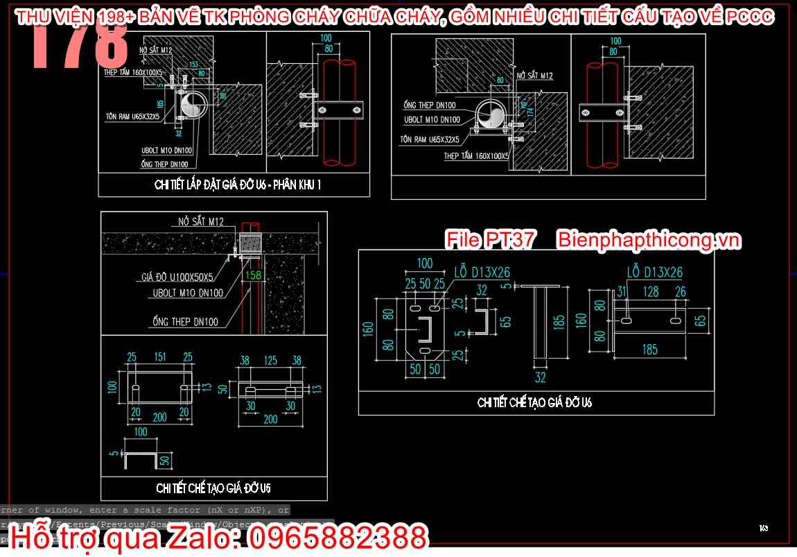 Bản vẽ chi tiết giá đỡ pccc.