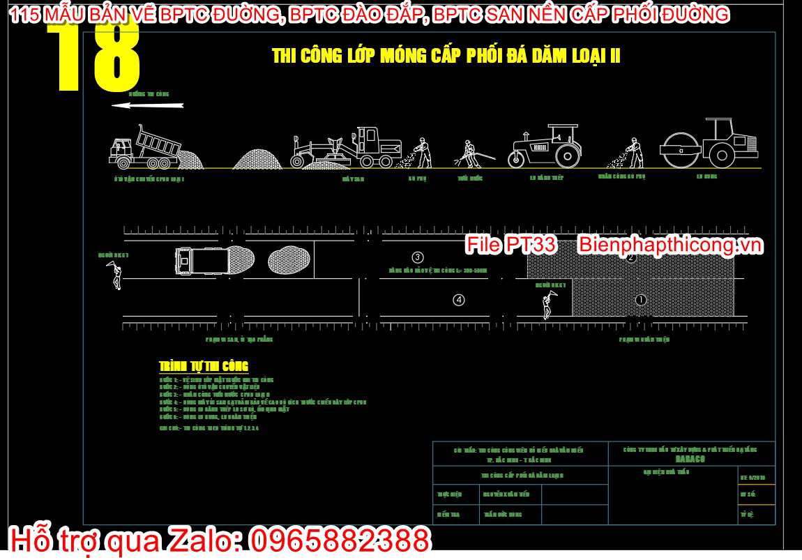 Bản vẽ biện pháp thi công lớp móng cấp phối đá dăm loại 2.