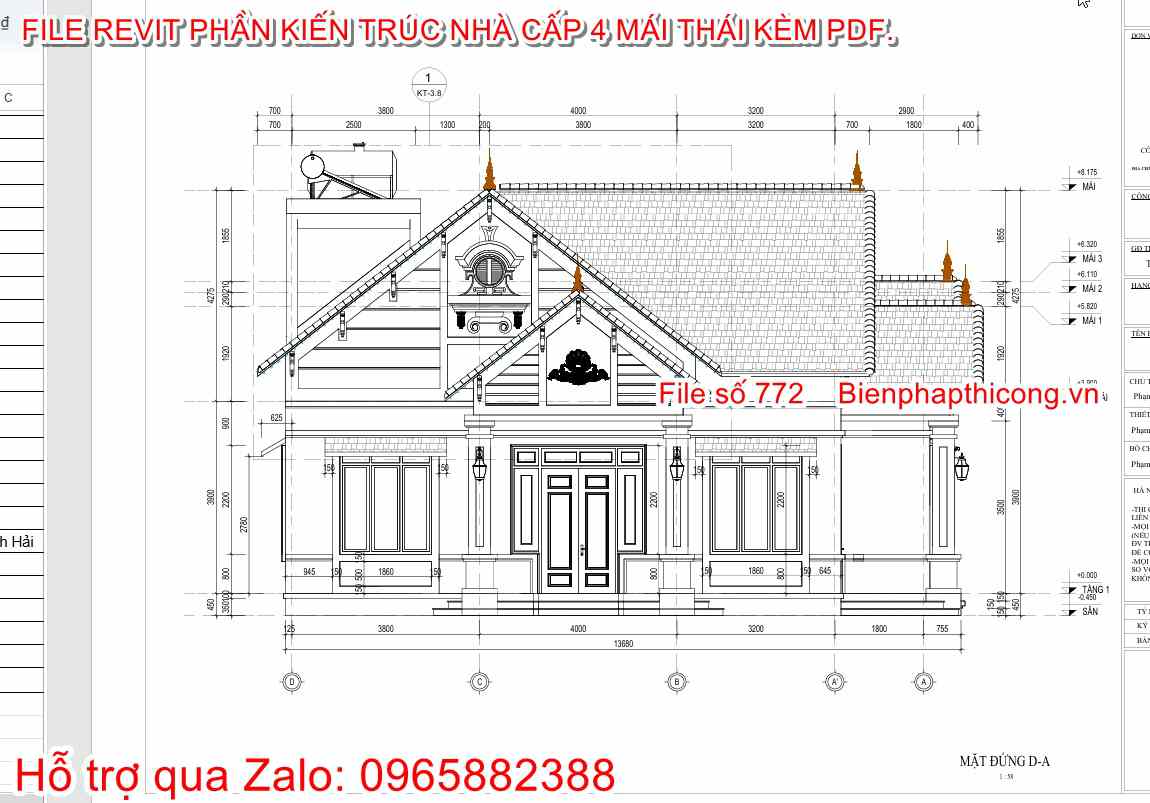 Bản vẽ mặt đứng revit nhà cấp 4 3 ngủ.