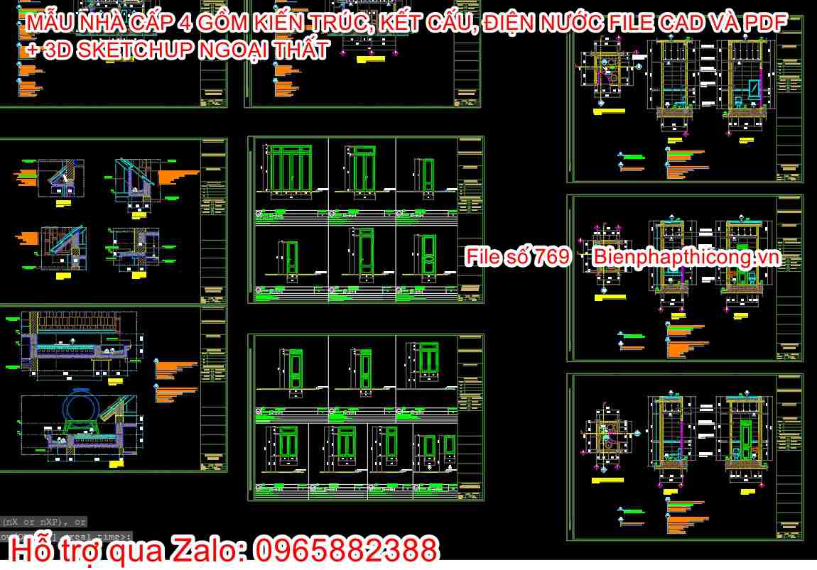 Bản vẽ thiết kế cửa vệ sinh nhà cấp 4 cad đẹp.