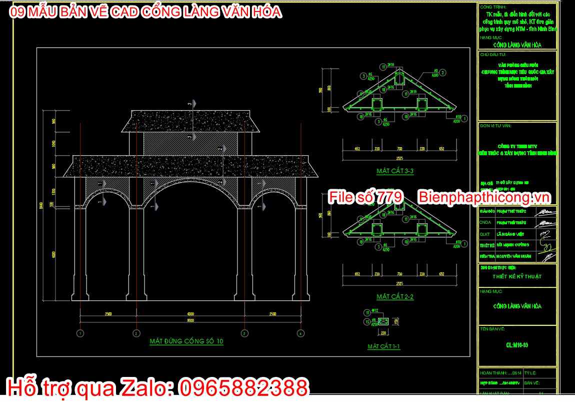 Thiết kế cổng làng cad đẹp.