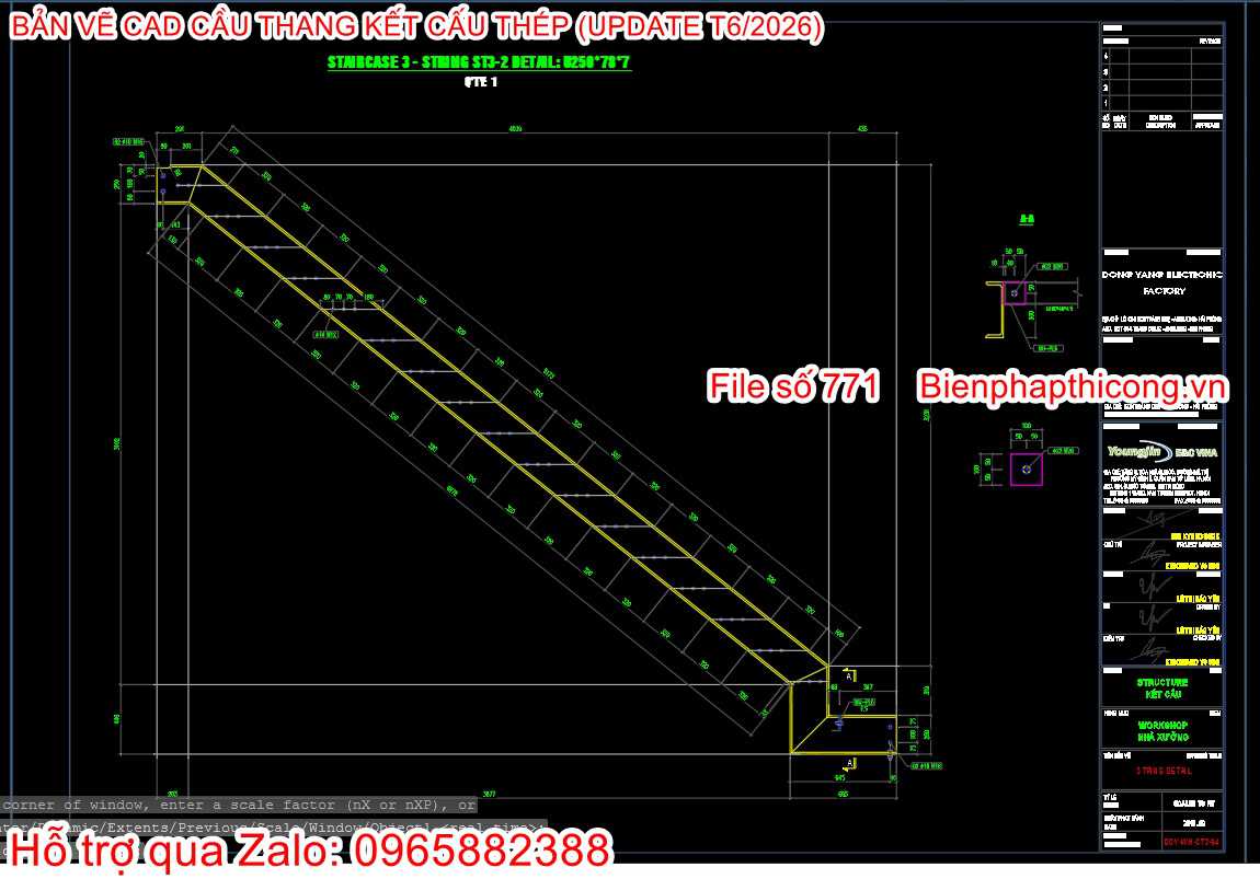 Bản vẽ cad cầu thang sắt.