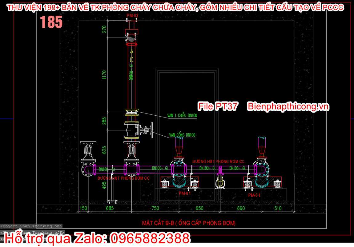 Bản vẽ ống cấp phòng bơm cad.