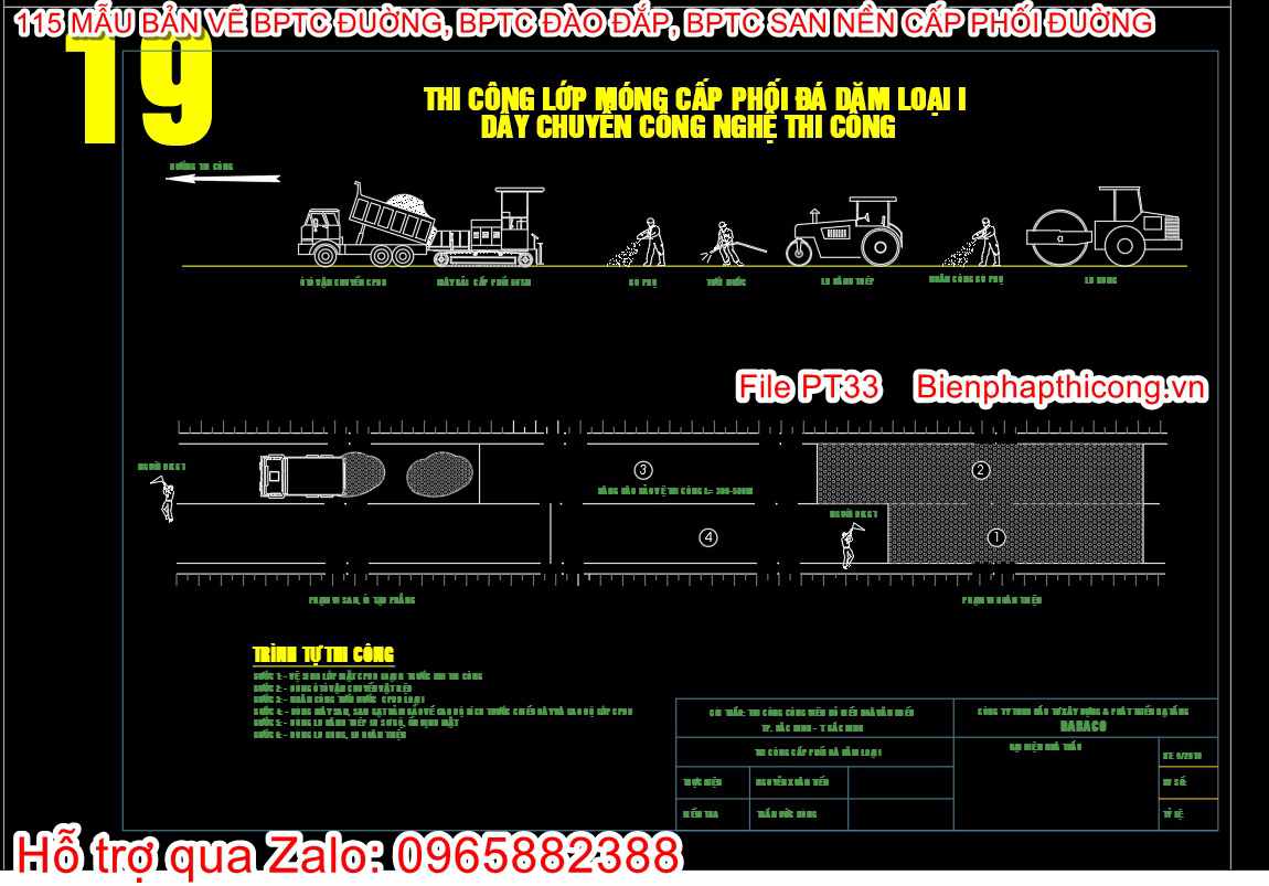 Bản vẽ bptc lớp móng cấp phối đá dăm loại 1.